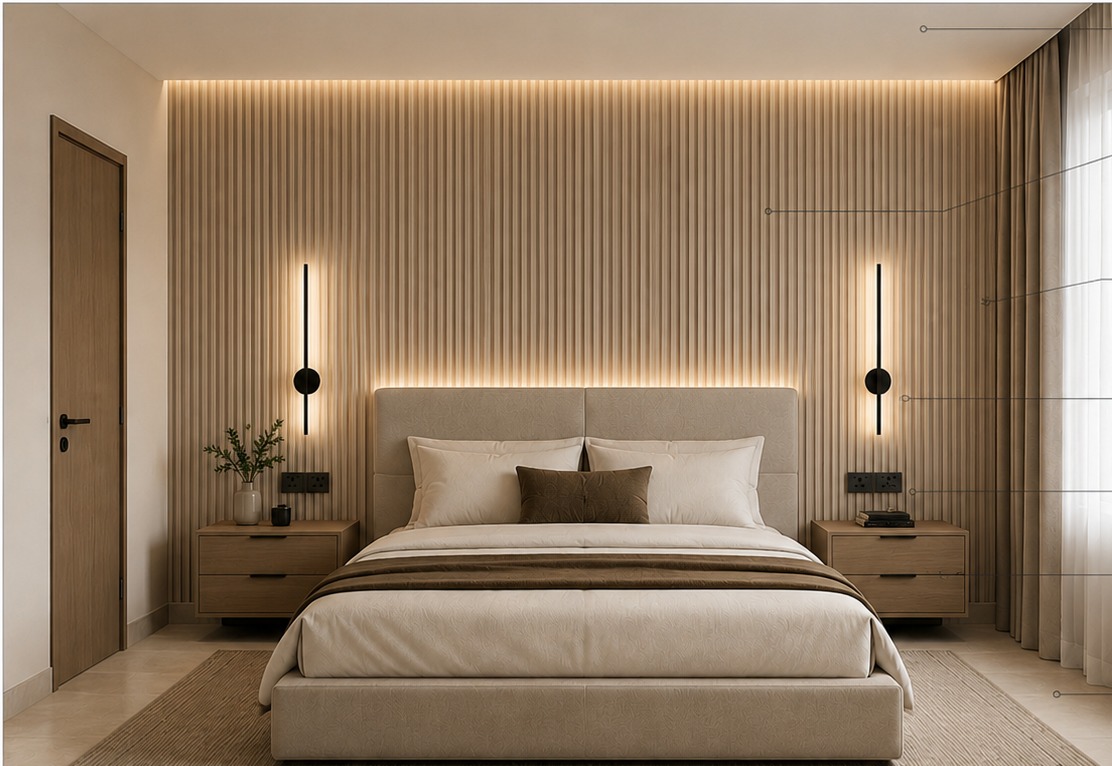 Concept rendering of a residence bedroom feature wall