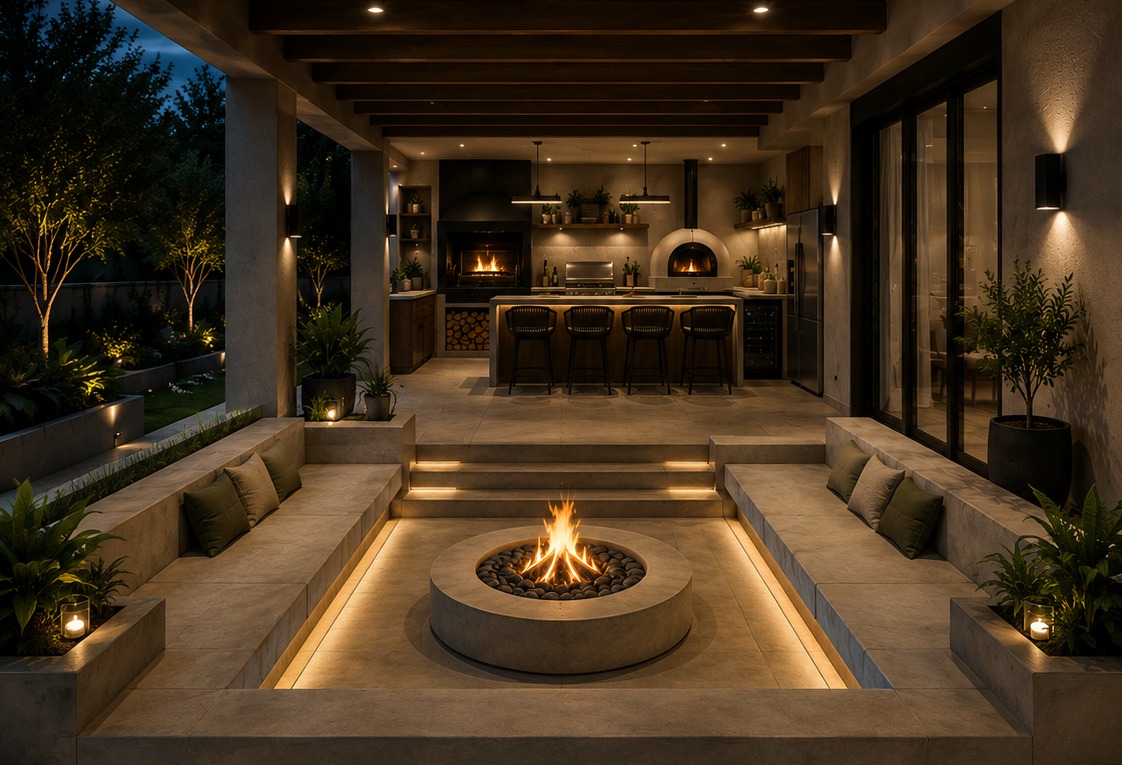 Concept rendering of the outdoor braai and fire pit area